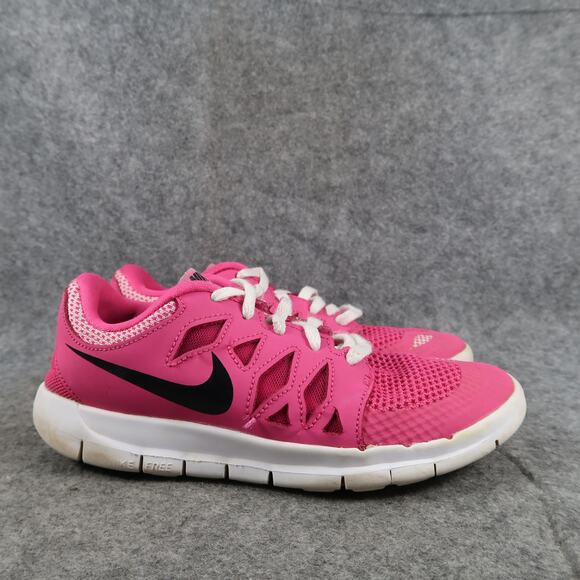 Nike Shoes Kids 3Y Athletic Trainers Free 5.0 Running Sneakers Pink Lace Up Girl - Picture 1 of 12